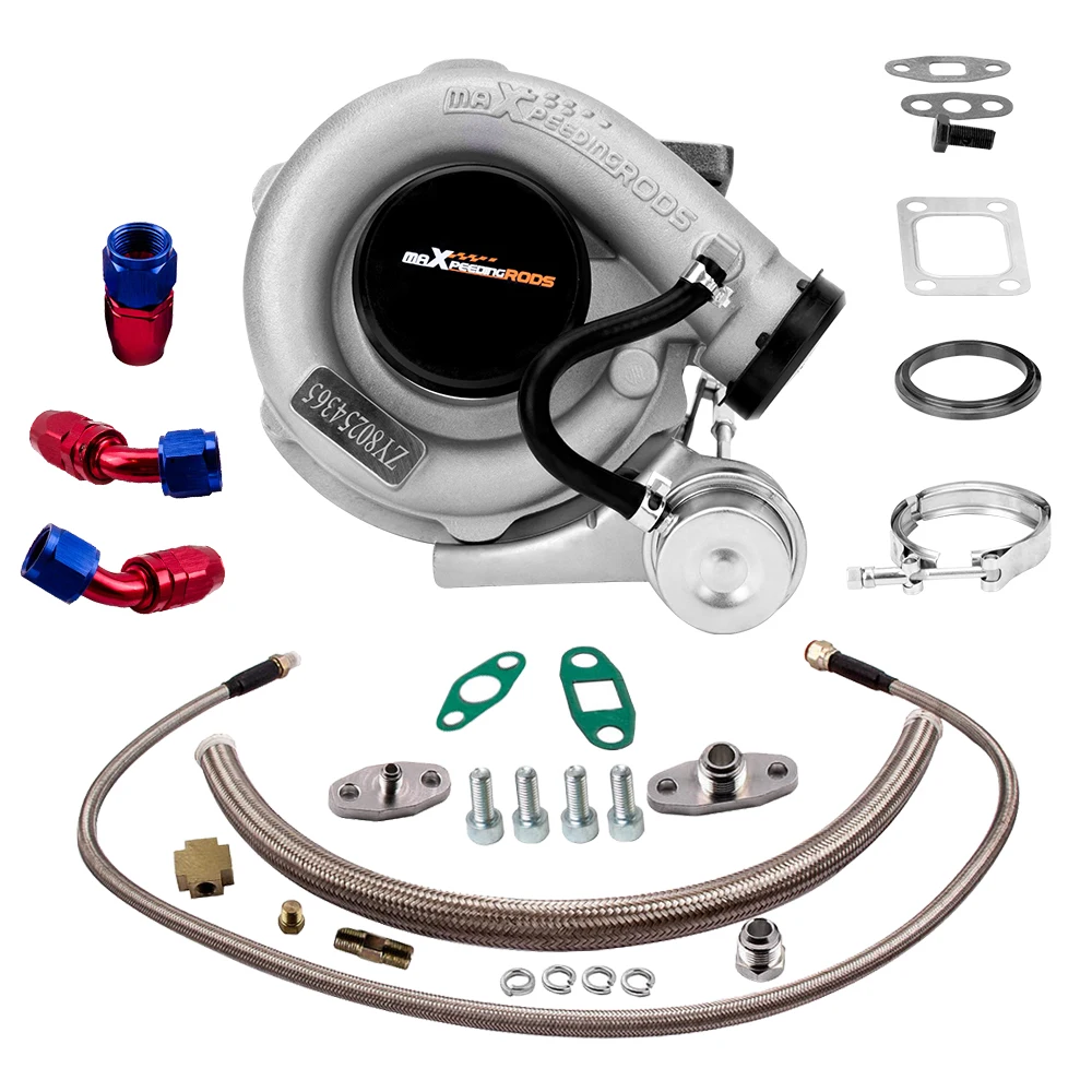 Upgrade T04e T3  A/r.63 400hp Stage Iii Boost Turbocharger Oil Feed+drain Line Turbo .63 A/R Drain Return Feed Line BOV Kit