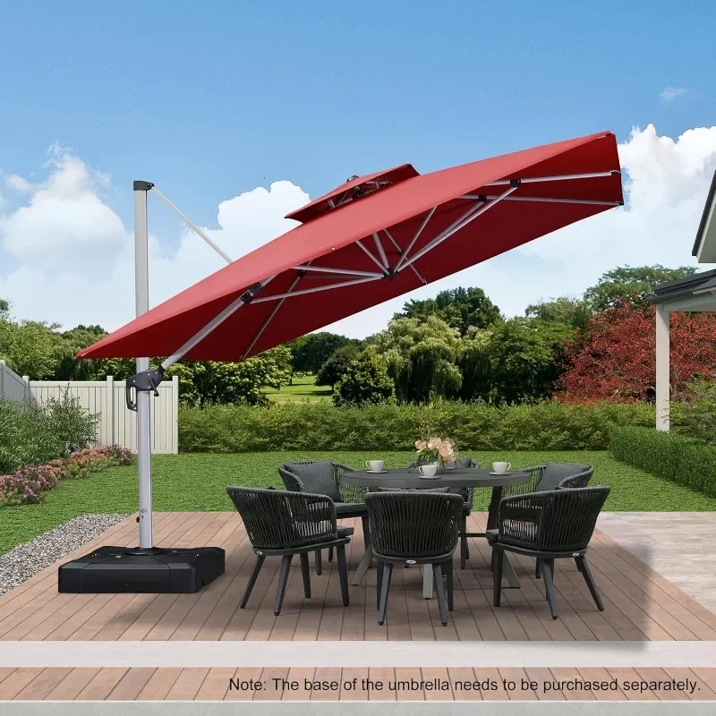 PURPLE LEAF Patio Umbrella 11 Feet Double Top Deluxe Square Offset Hanging Outdoor Market Umbrella Garden Umbrella