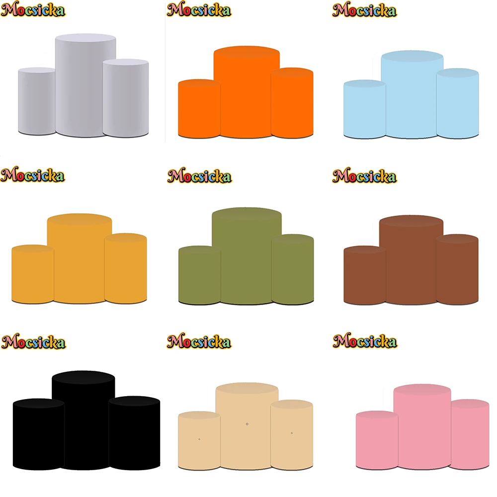 

Mocsicka Solid Color 3pcs Cylinder Backdrop Decor Children1st Birthday Party Photography Background Baby Show Cover Stduio Props