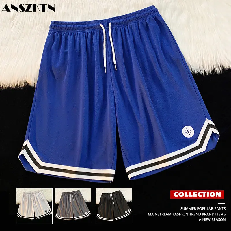 ANSZKTN Men's five points trend casual beach pants loose sweatpants ice silk quick dry shorts