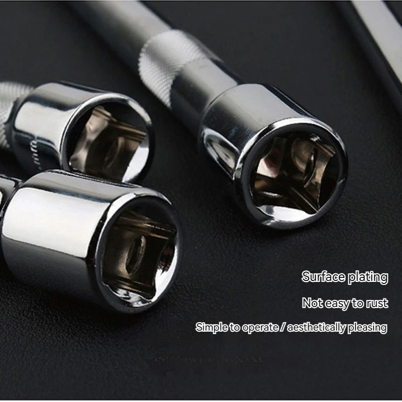 1/4 3/8 1/2 Socket Ratchet Wrench Extension Bar 50/75/100/125/150/250mm Long Bar Steering Sleeve Connecting Rod Accessories