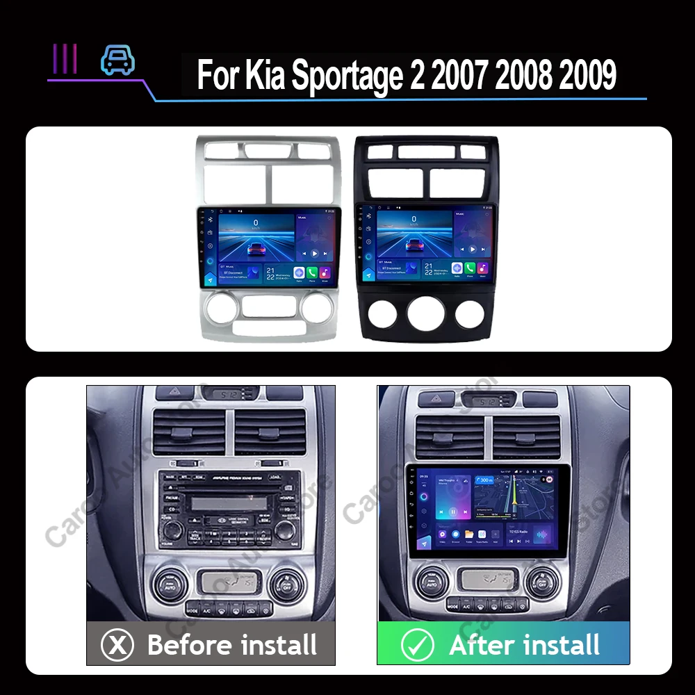 Car Radio for Kia Sportage 2 2007 2008 2009 Multimedia Player Android 15 Carplay Auto Stereo GPS DVD Head Unit 4G WIFI NO 2DIN