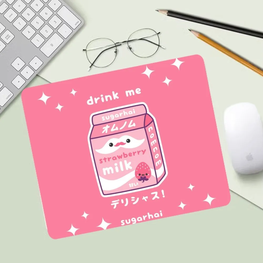 Kawaii Japanese Strawberry Milk Mousepad Computer Desk Mat Table Keyboard Pad Laptop Cushion Non-slip Deskpad