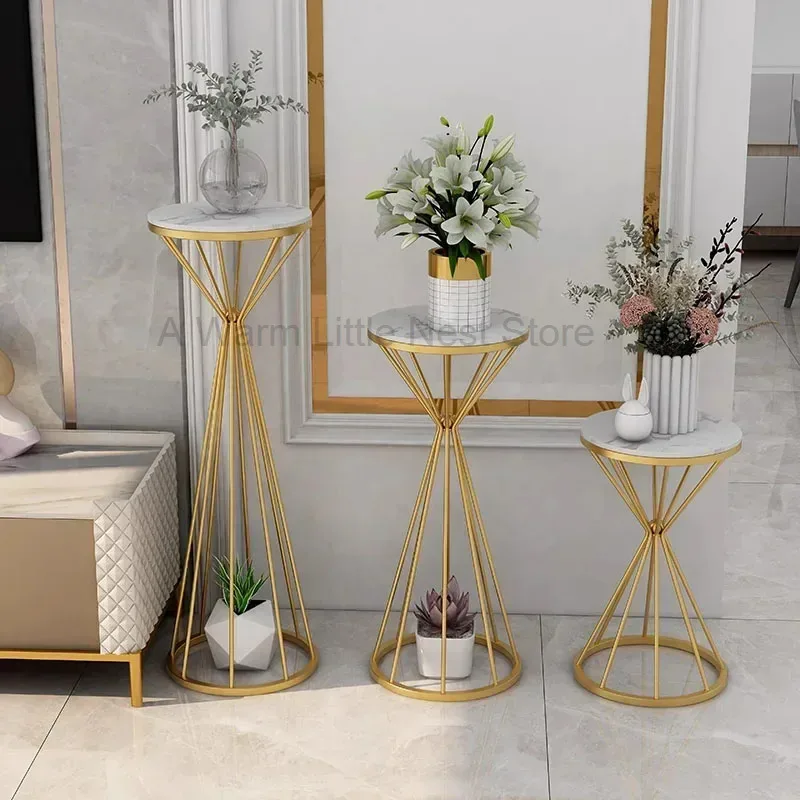 Gold Indoor Flower Shelf Light Luxury Corner Tall Flower Shelf Living Room Display Holder Repisas Para Plantas Plant Furniture