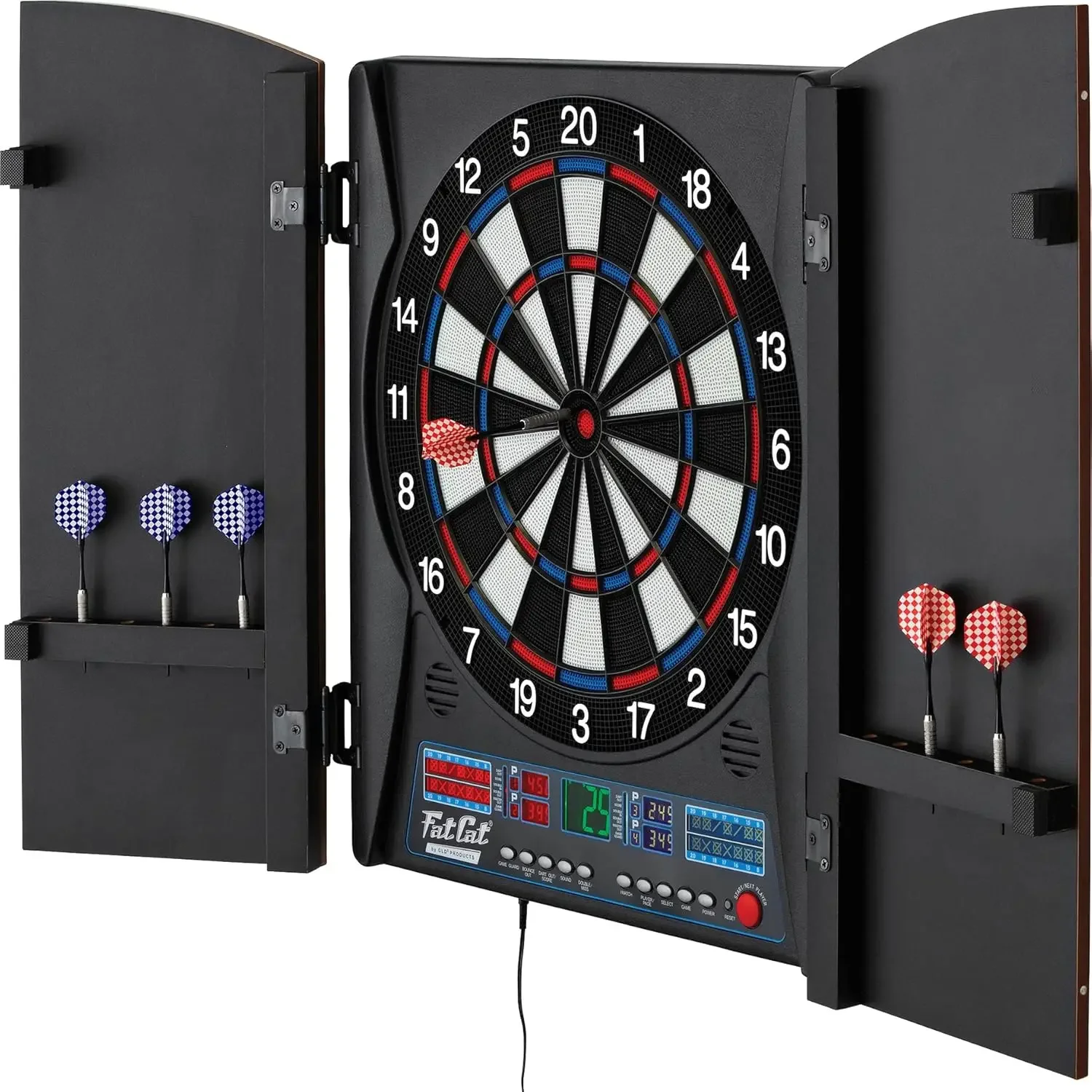 Electronic Dartboard Compact Size Over 35 Games with 167 Options Built-In Cabinet and Dart Storage for up to 1