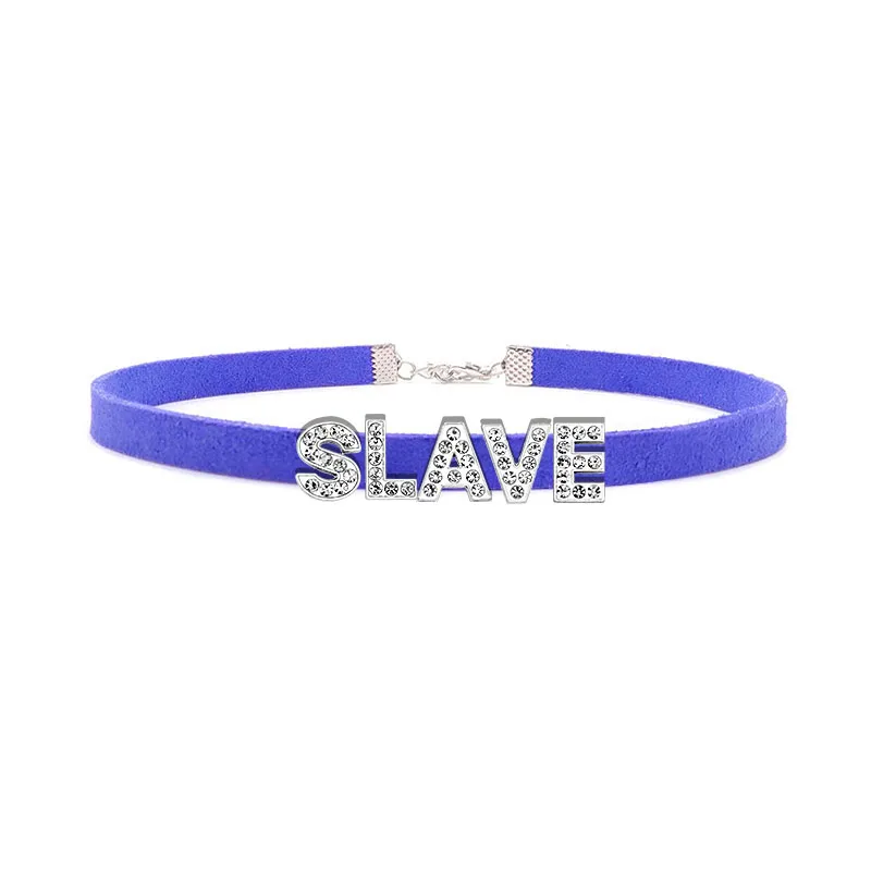 Sexy Hot Rhinestone Letters Slave Choker Necklace Women DIY Personalized Collar Chocker Cosplay Jewelry Gift