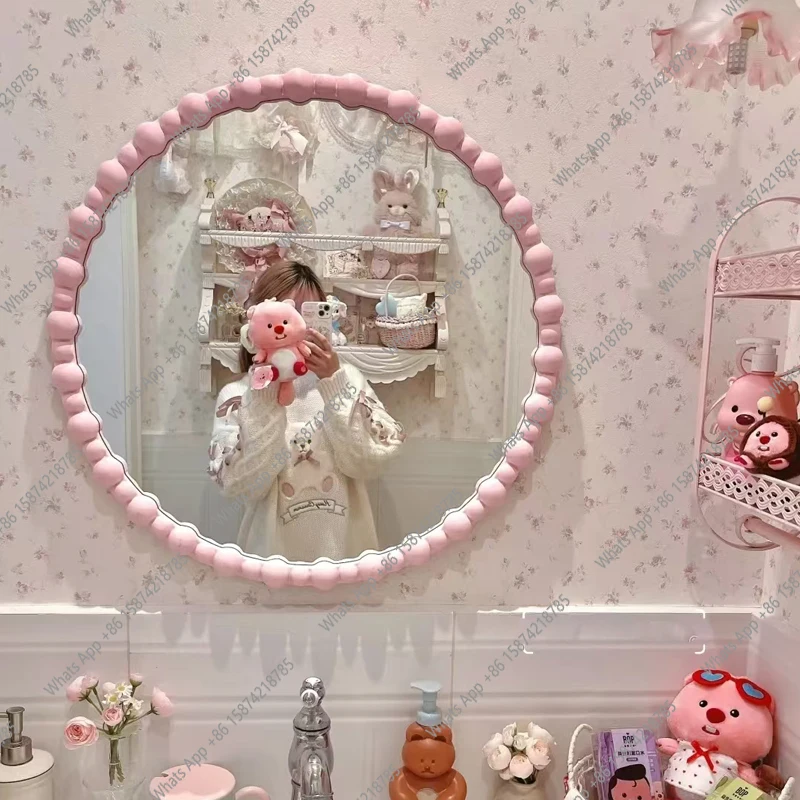 

Cream wind round makeup mirror washbasin bathroom mirror European bathroom smart light wall mirror