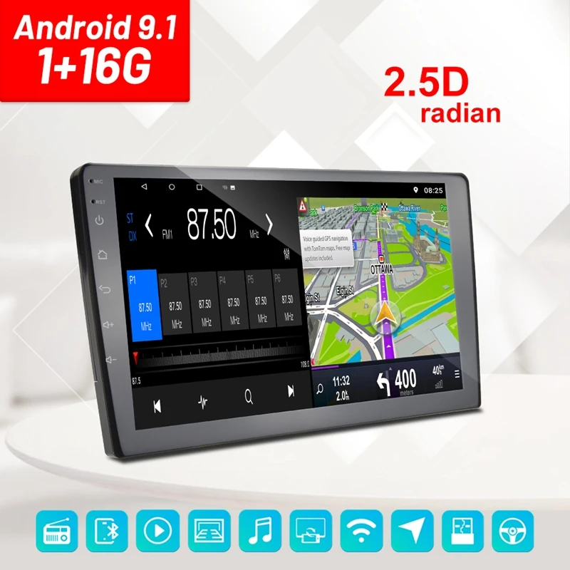 

9 Inch Split Screen WIFI Car Stereo Android 9.1 MP5 Player Support GPS Navigation OBD 3 Screen Simultaneous Video Player