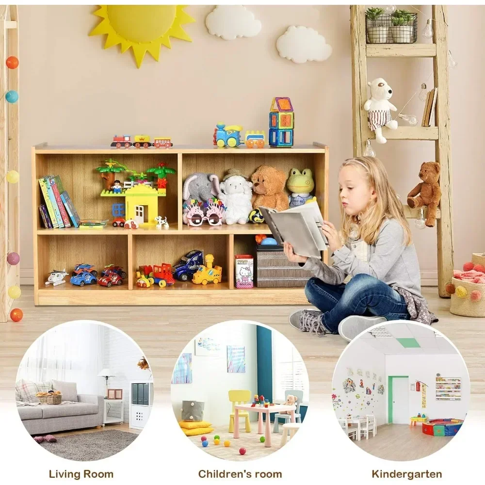 Kids Toy Organizers and Storage, Wooden 3 Tier Bookshelf with 8 Compartment Cubes to Organize Books, Toys, Home Furniture