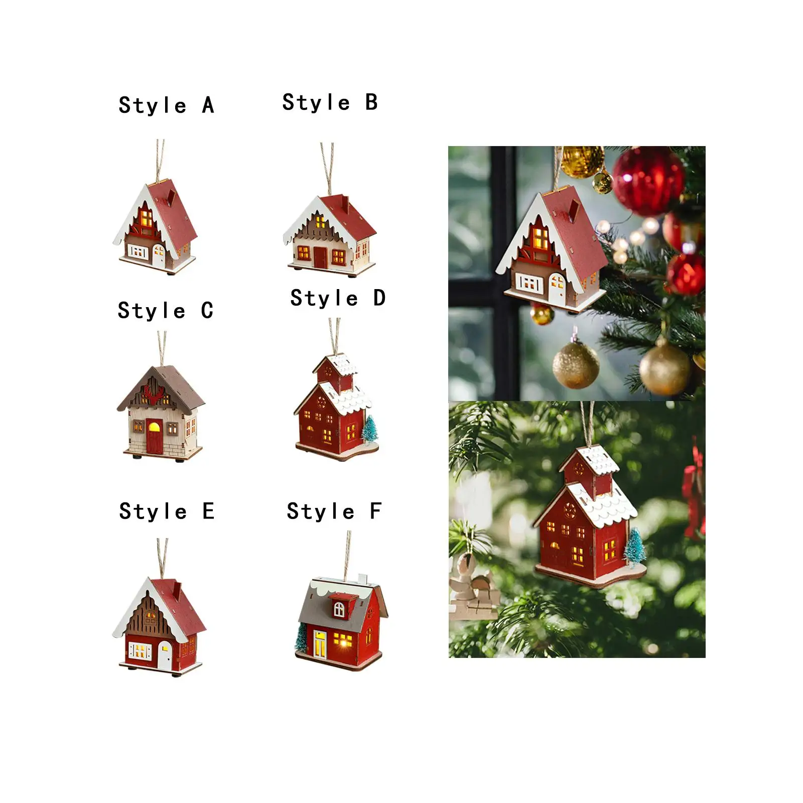 Christmas cottage ornament, Christmas snow house, luminous for hotel