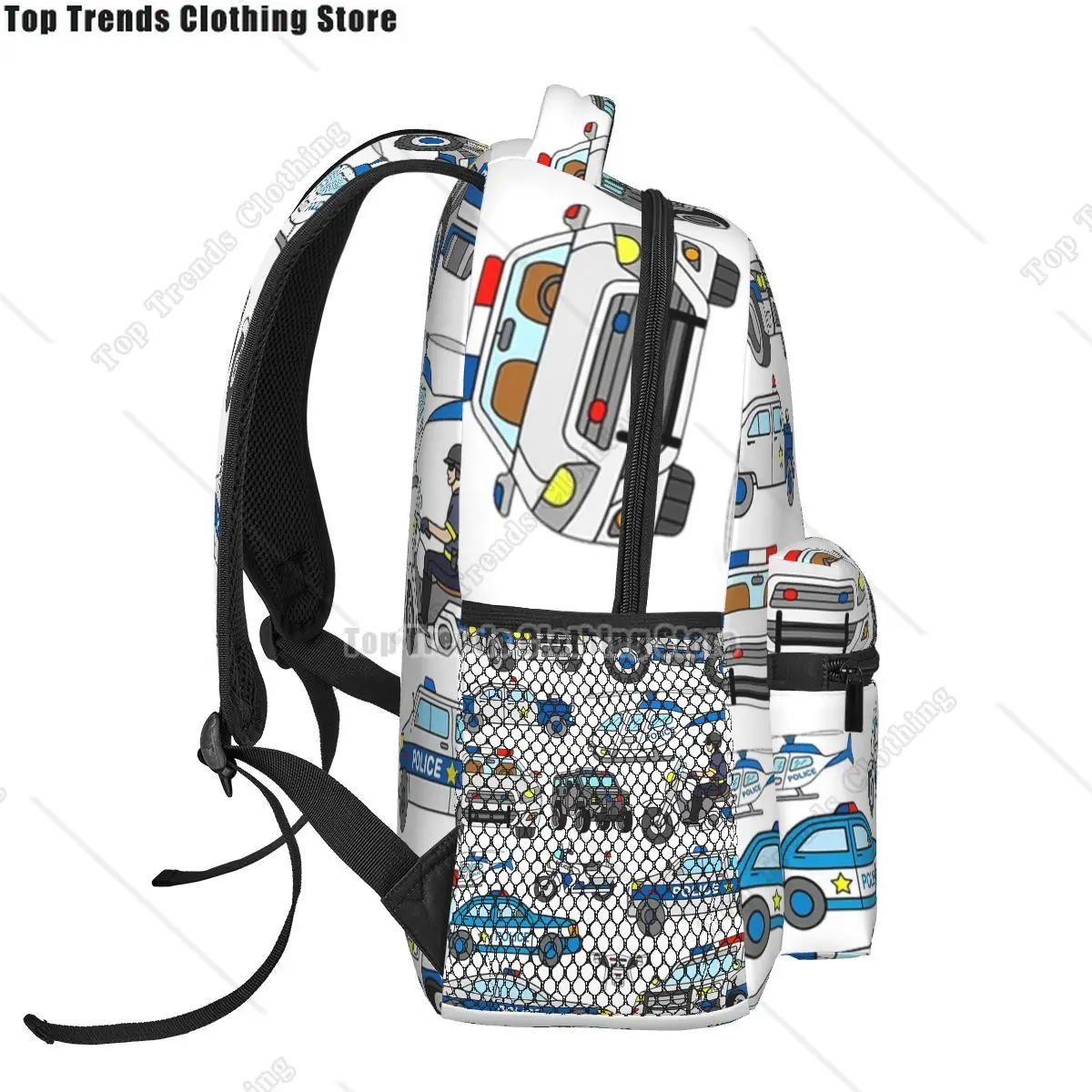 حقائب ظهر بتصميم سيارة الشرطة للأولاد والبنات حقيبة كتب للطلاب حقائب مدرسية كرتونية للأطفال حقيبة كتف بسعة كبيرة