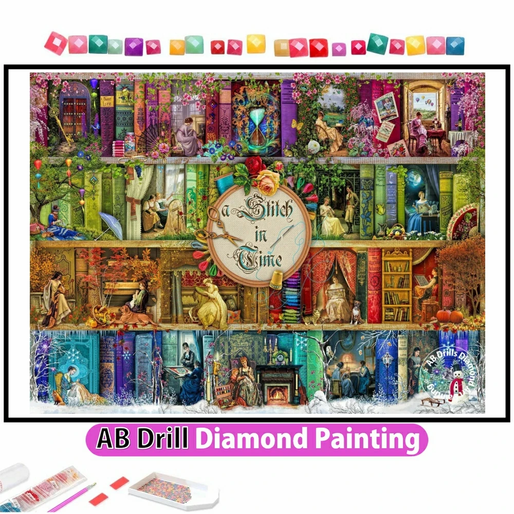 A Stitch In Time 5D DIY AB Diamond Painting Cross Stitch Mosaic Embroidery Rhinestones Home Decor Gift 2024 New Arrival