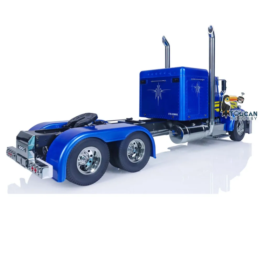 Camión Tractor de control remoto de 3 ejes 1/14 6x4 56344 RTR, vehículo de Control remoto con luces de sonido, modelo de pintura TOUCAN de juguete