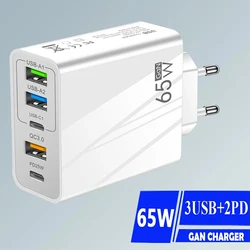 GaN Szybka ładowarka USB Muti 5-portowa PD Szybkie szybkie ładowanie Adapter do telefonu komórkowego typu C do iPhone'a 15 Xiaomi Samsung