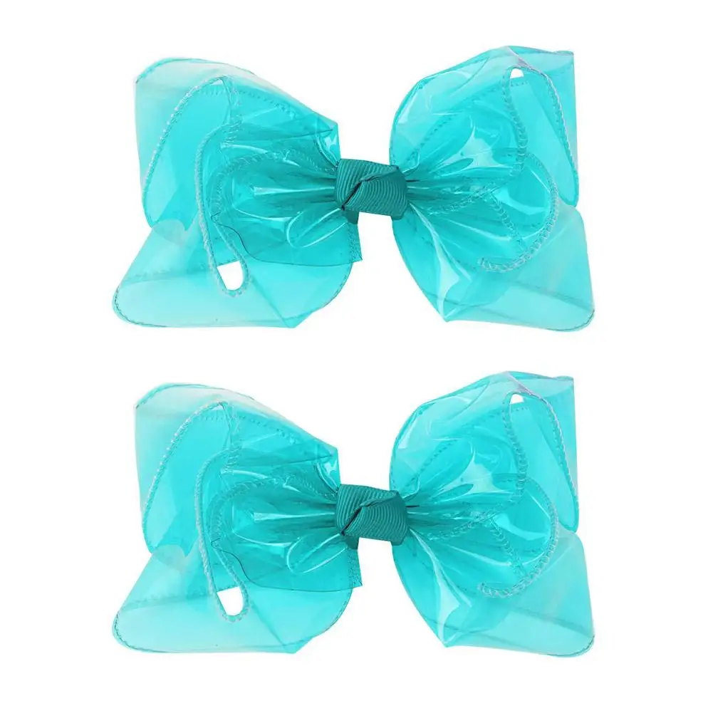 2 Stuks Pvc Snoep Kleuren Haar Clips Gelei Haar Strik Clips Voor Kinderen Meisjes Effen Waterdicht Zwembad Haaraccessoires X4m1