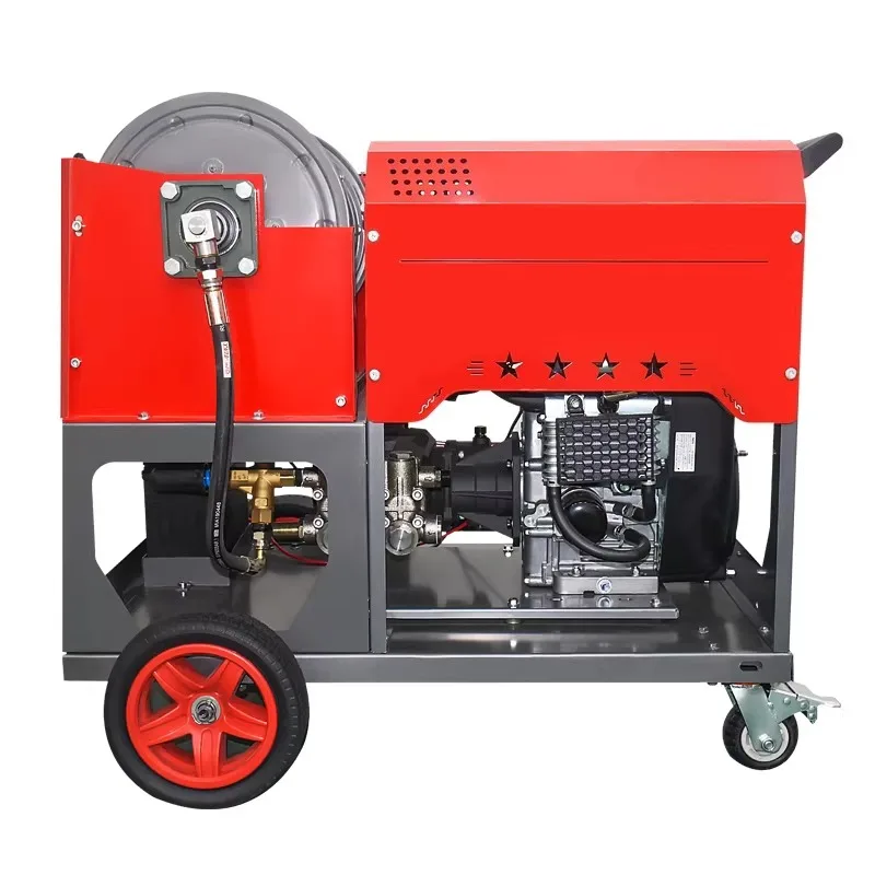 Municipal High Pressure Water Jetter Engine Sewer Cleaning Machine 22HP 200Bar For Storm Drain Sanitary Sewer Unblocking
