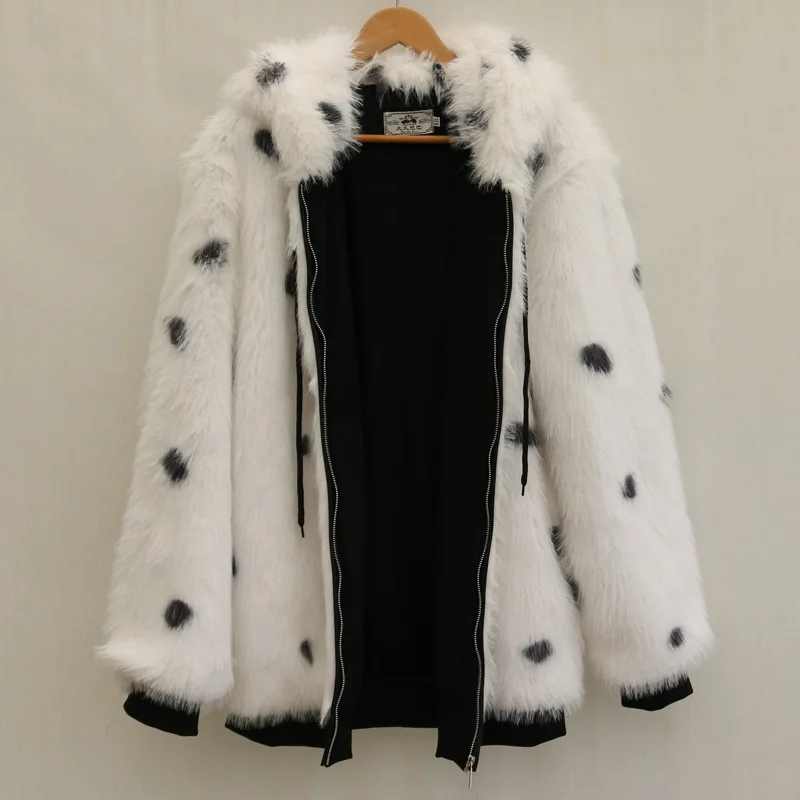 Autumn Winter Hooded Fur Coats Women Long Sleeve Zipper Fluffy Jacket Luxury Brand Thickened Warm Faux Fur Coat Plus Size