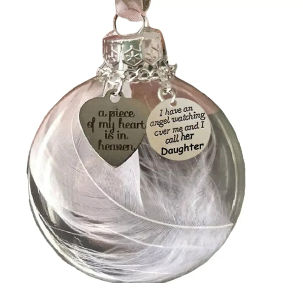 8cm Transparent Feather Ball Memorial Ornament for Christmas Tree  Symbol of Forever Love and Eternal Remembrance