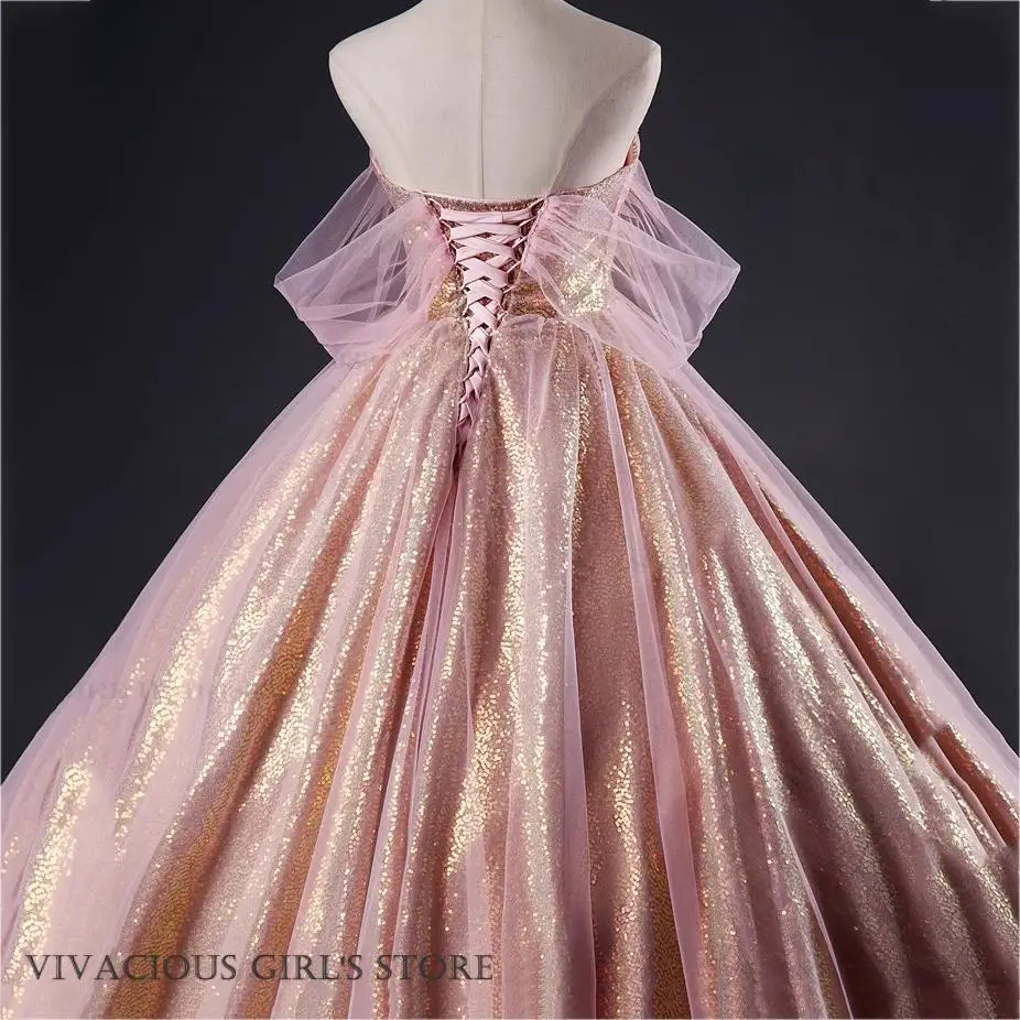 فاخر تألق الترتر الإناث فستان الحفلات المسائية مرحلة أزياء مسرحية الجنية تول فستان الحفلة الراقصة مثير قبالة الكتف Vestidos