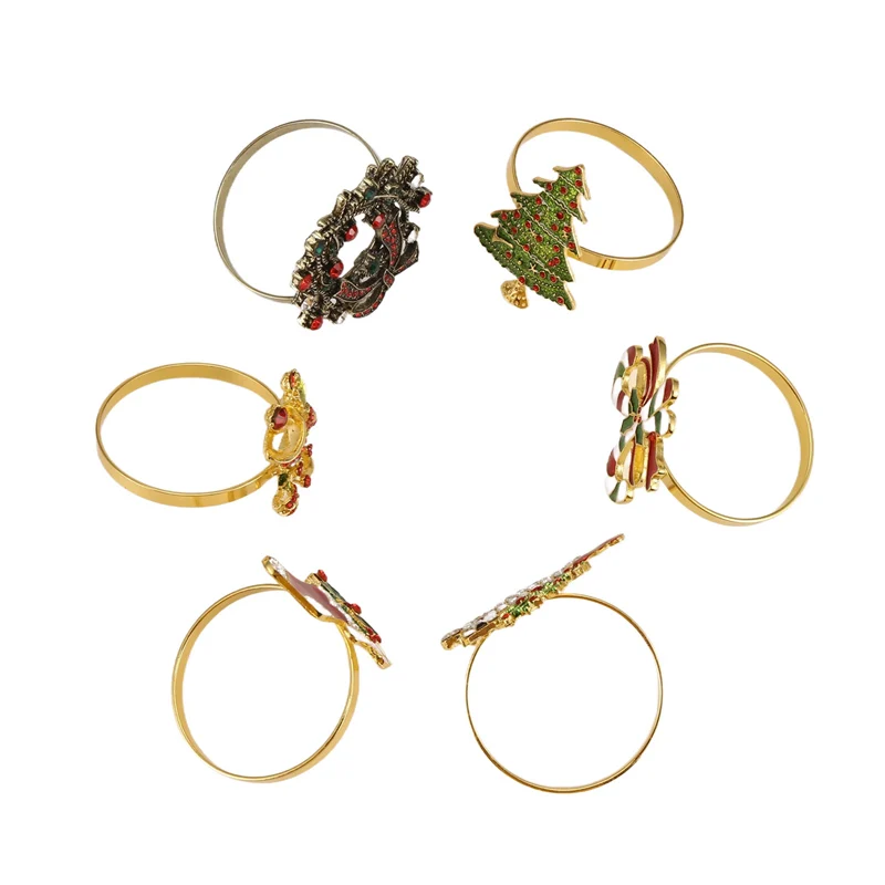 

6Pcs Christmas Napkin Rings Xmas Napkin Holder Rings Wreath for Holiday Dinner Table Decoration