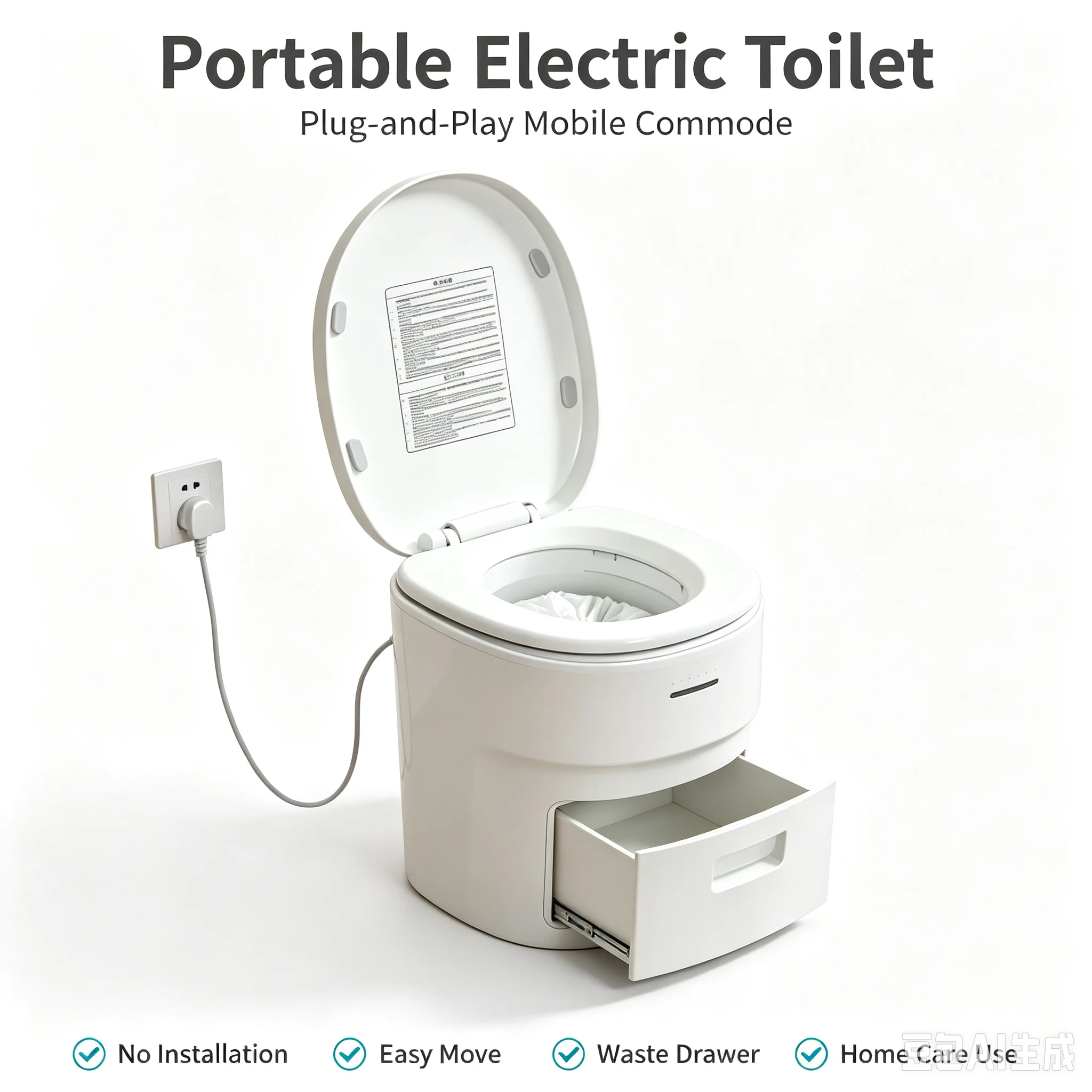 Automatic Water‑Free Portable RV Toilet, Eco‑Odor‑Proof Toilet, Compact No‑Plumbing Toilet for RV, Camper Van, Outdoor Travel