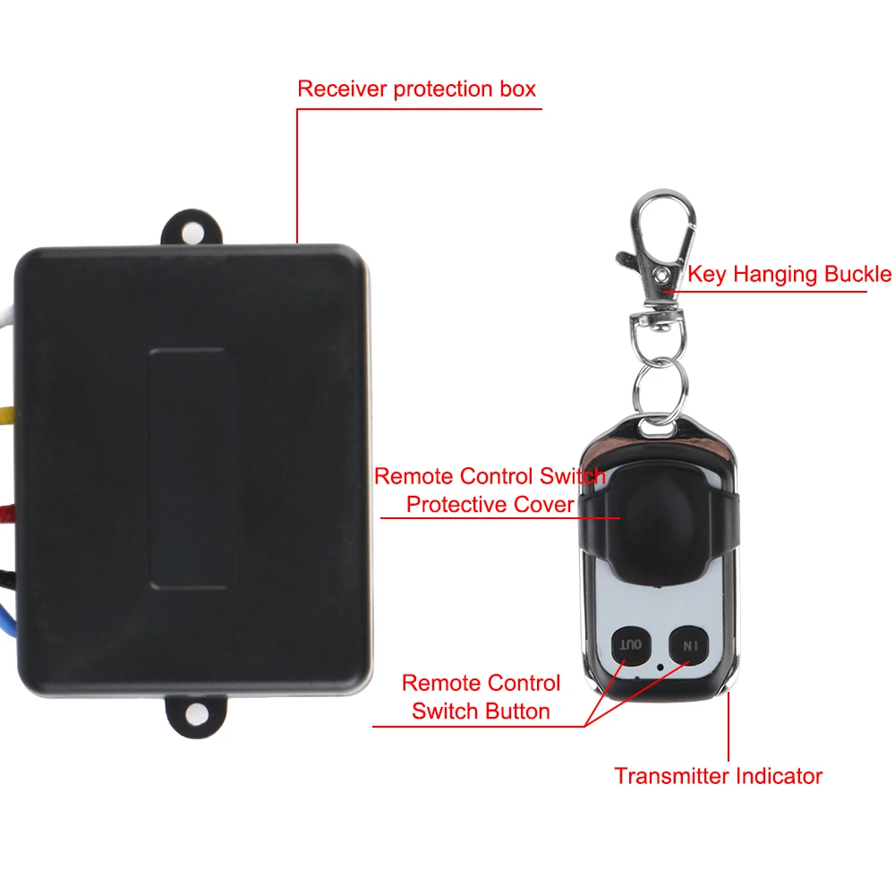 Zdalne sterowanie wciągarką 24 V 12 V do Jeepa Off-road 4x4 ATV Ciężarówka Przyczepa Kontroler bezprzewodowy 2 przyciski Klucze Samochodowe