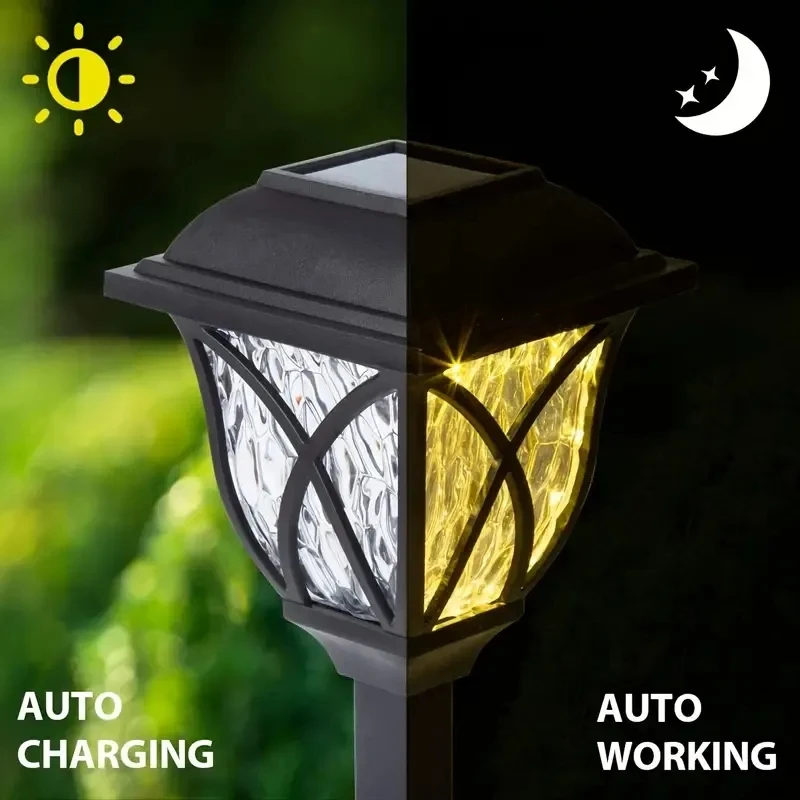 2pcs/Lot Led Solar Lawn Lights Outdoor Waterproof Warm White Light Garden Decoration Lamp For Walkway Path Villa Yard Driveway