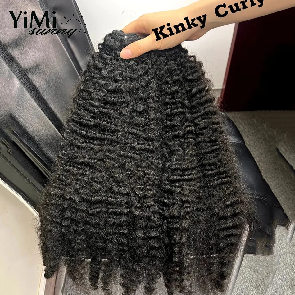 Burmese Kinky Krullend Menselijk Haar Bundels Mongoolse Maagdelijke Human Hair Extension Weave Inslag Voor Vrouwen Full Head Yimisunny