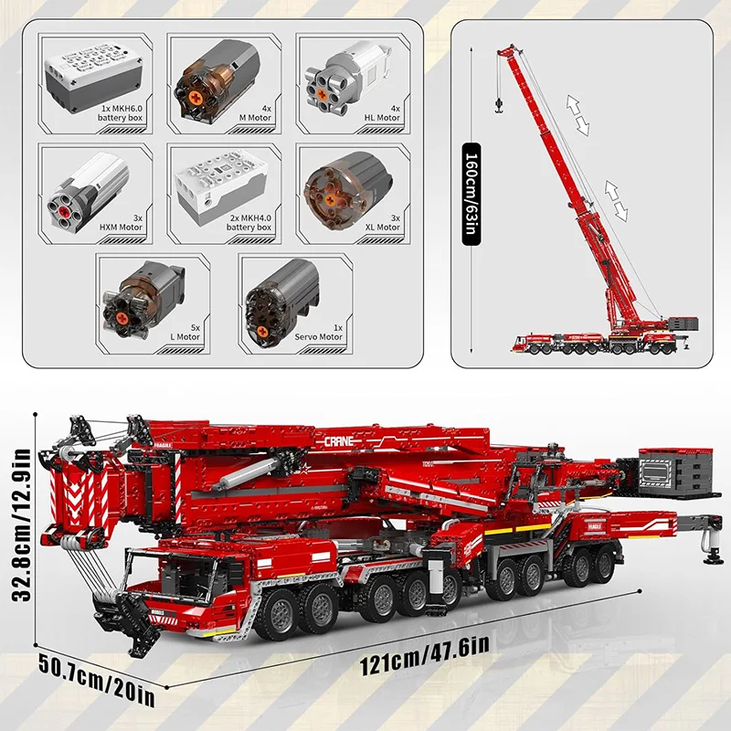

8506 шт. моторизованный кран LTM 11200 MOC-20920 мобильный кран технический грузовик строительный блок кирпичные игрушки для детей рождественские подарки