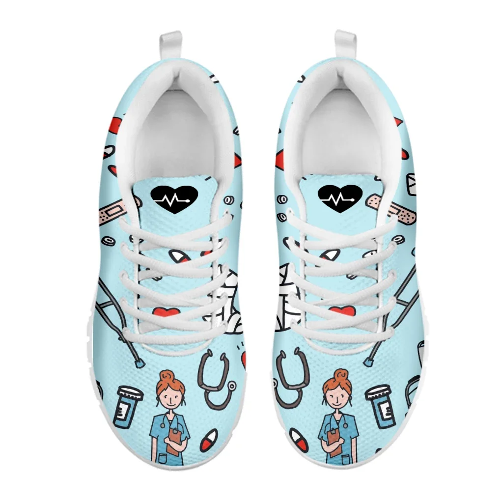 Wiosenne trampki rekreacyjne dla pań ortopedyczny wzór pielęgniarki mieszkania sznurowane buty wygodne obuwie z siatką powietrzną Zapato