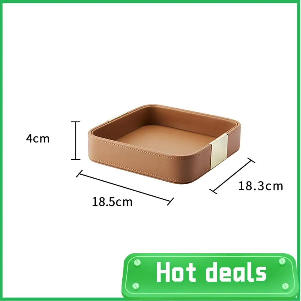

AC62-Leather Desktop Storage Tray Square Storage Key Tray European Jewelry Leather Drawer