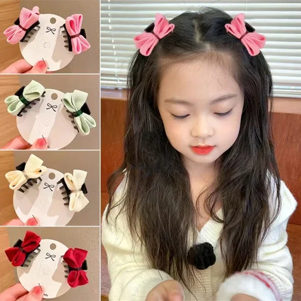 2szt New Korean Cute Mini Bow Hair Clip Claw Clamp Girls Kawaii Hair Claw Clip Nakrycie głowy Dziewczynki Dzieci Akcesoria do włosów Hot