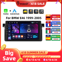 Podofo Carplay Android Car Radio For BMW E46 1999-2005 Multimedia Player 8 + 128G 4G WIFI AI Voice Mirror Link RDS Car Stereo