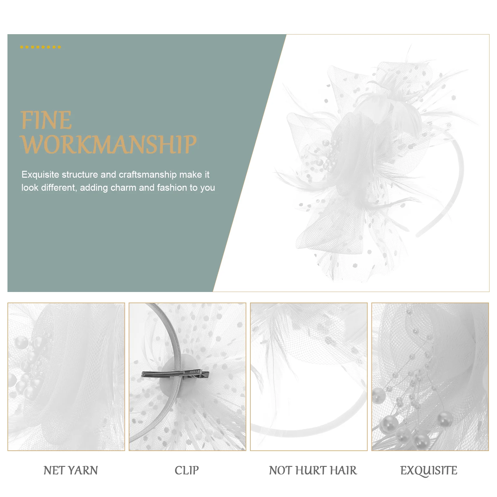 

Vintage Hair Accessories Retro Plume Bead Net Yarn Flower Headband Elegant Wedding Bridal Girl Hairstyle Decor Piece for Party