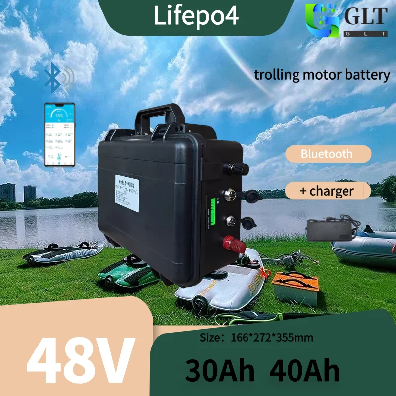 Batterie Lithium Lifepo4 48V, 30Ah, 40Ah, BMS 16S pour Scooter, Vélo, Tricycle, Bateau, Alimentation de Secours, Chariot Go + Ch