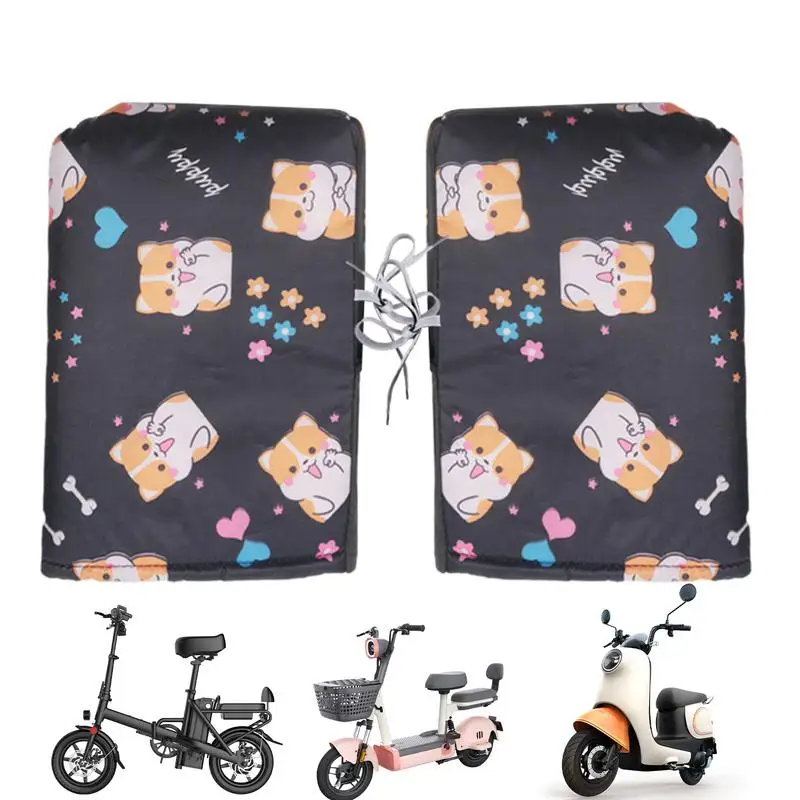 Bike Handlebar Mitts Protective Windproof Riding Gloves Corgi Dog Pattern Snowmobile Hand Warmers Gloves Winter Hand Muffs