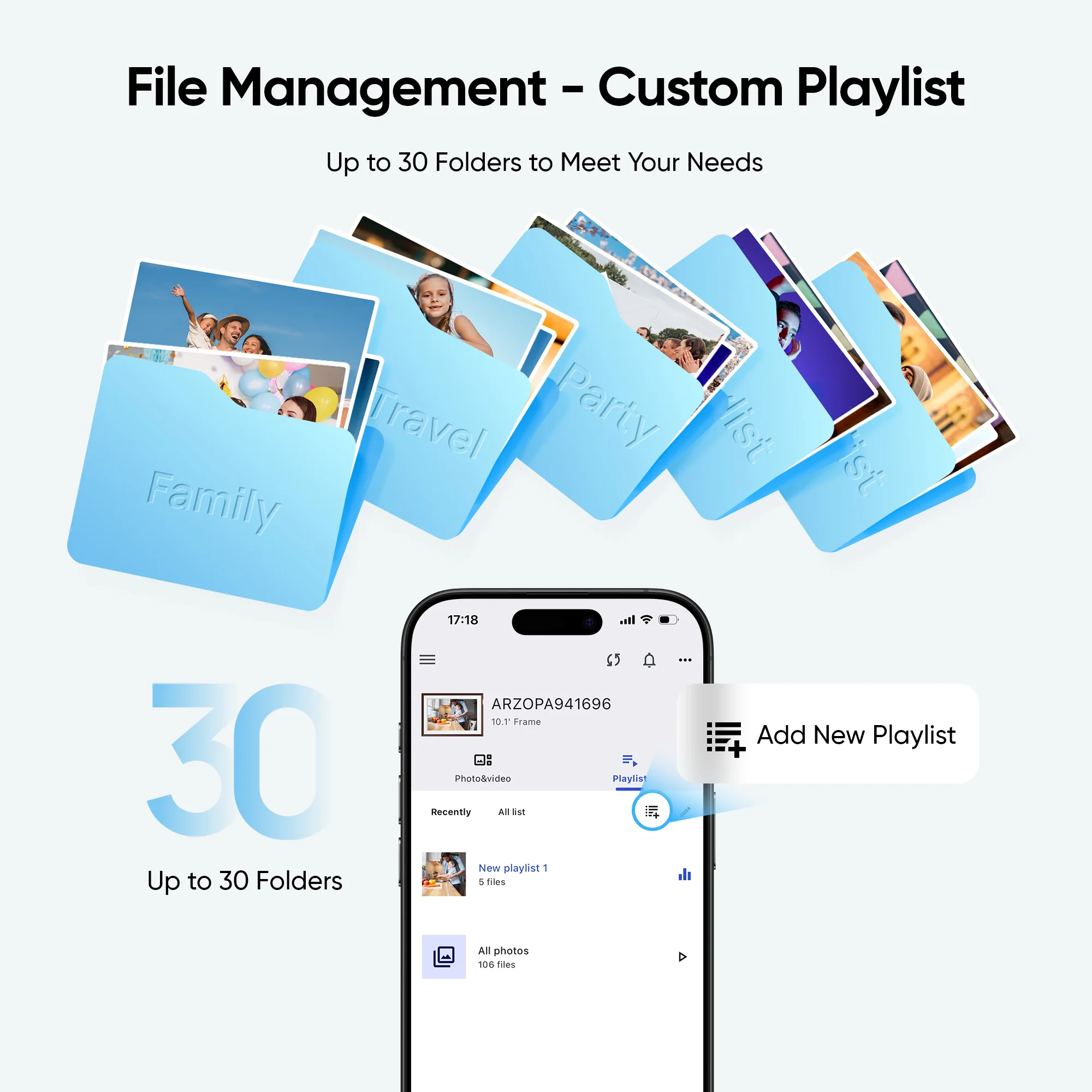 ARZOPA 10.1 インチ WiFi タッチデジタルフォトフレーム 1280*800 HD クラウドスマートフォトフレーム 32GB