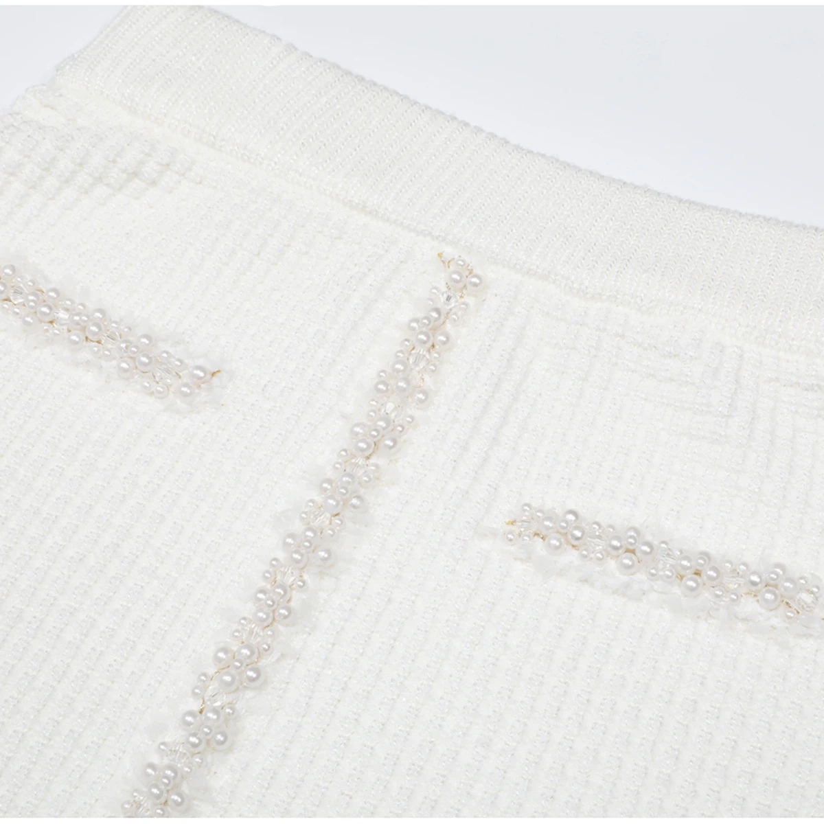 2612 High-Quality Spring And Autumn New Fashionable Commuting Beaded Knitted Women's Versatile Hip-Hugging A-Line Short Skirt
