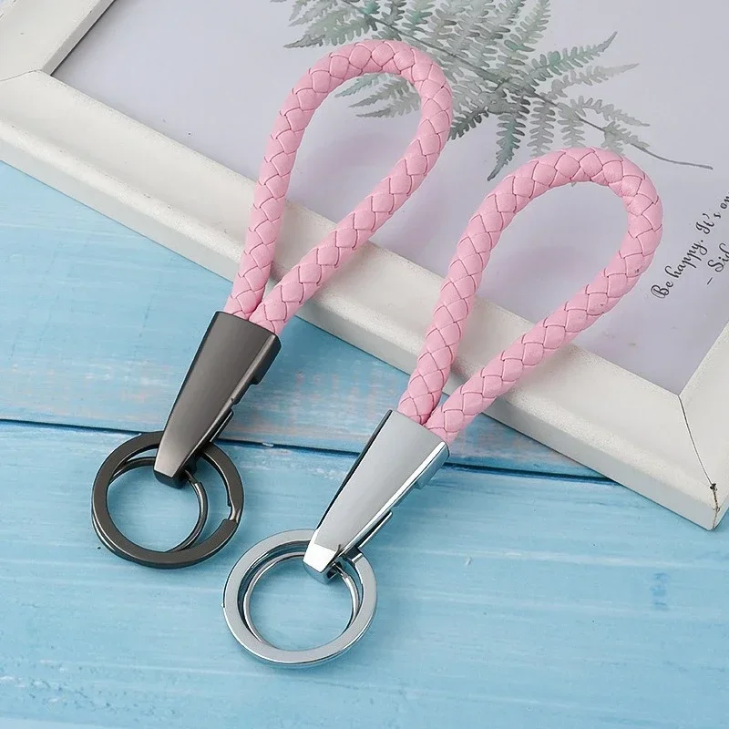 

Custom LOGO Vintage Braid Rope Leather Metal Keychain Laser Engrave Keyring Men's and Women's Personalized Car Pendant Key Chain