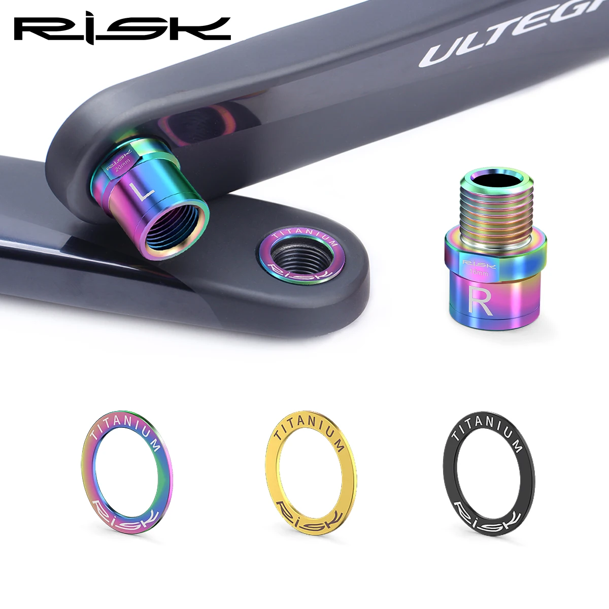 One Pair (2PCS) RISK Bike Titanium Pedal Washer Spacer Gasket for Mountain Bike Road Bicycle Crank Protection O Ring