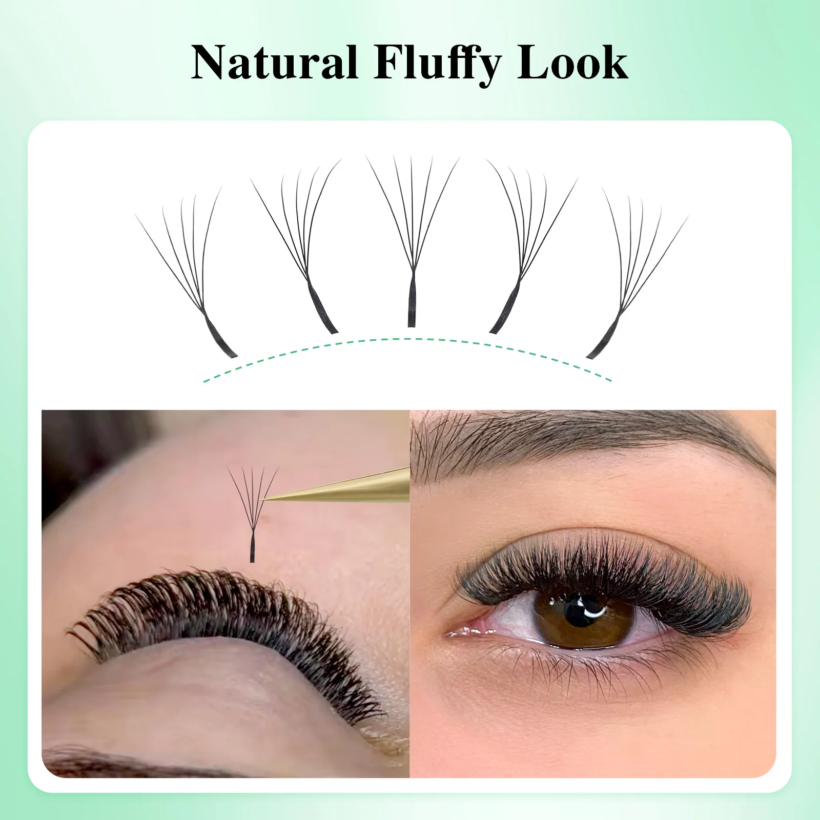 NAGARAKU V-Form Schmale 5D W Wimpernverlängerung Natürlich Weich Kleiner Fächer Flauschiger Look Mesh Volumen Vorgefertigte Wimpern – Detail 8