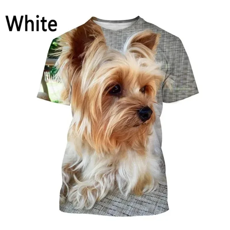 Yorkshire Terrier Dog Graphic T Shirt for Men Clothes 3D Cute Doggy Printed Funny Kids T-shirt Harajuku Fashion Womens Clothing