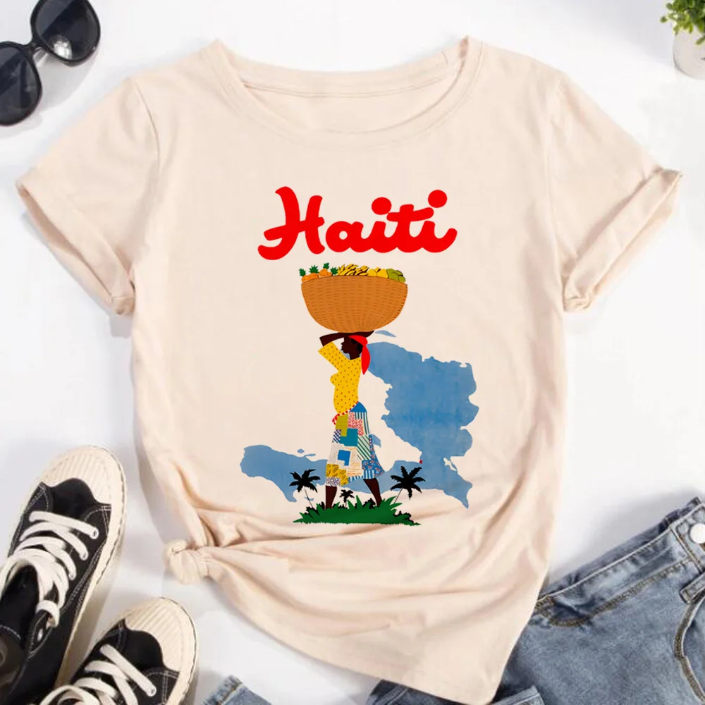 

Haiti t-shirts women summer funny anime t shirt female y2k clothing