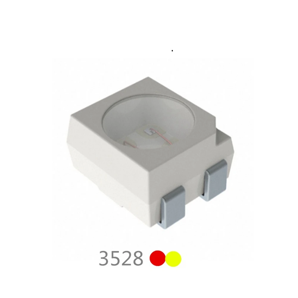 ABZV-100PCS 3528 Amber + Kuning PLCC-4 Tiang Terbalik, 617Nm + 587Nm, 50MA 2V 0.1W Bicolor SMD Lampu LED Manik-manik Cahaya LAYT67B