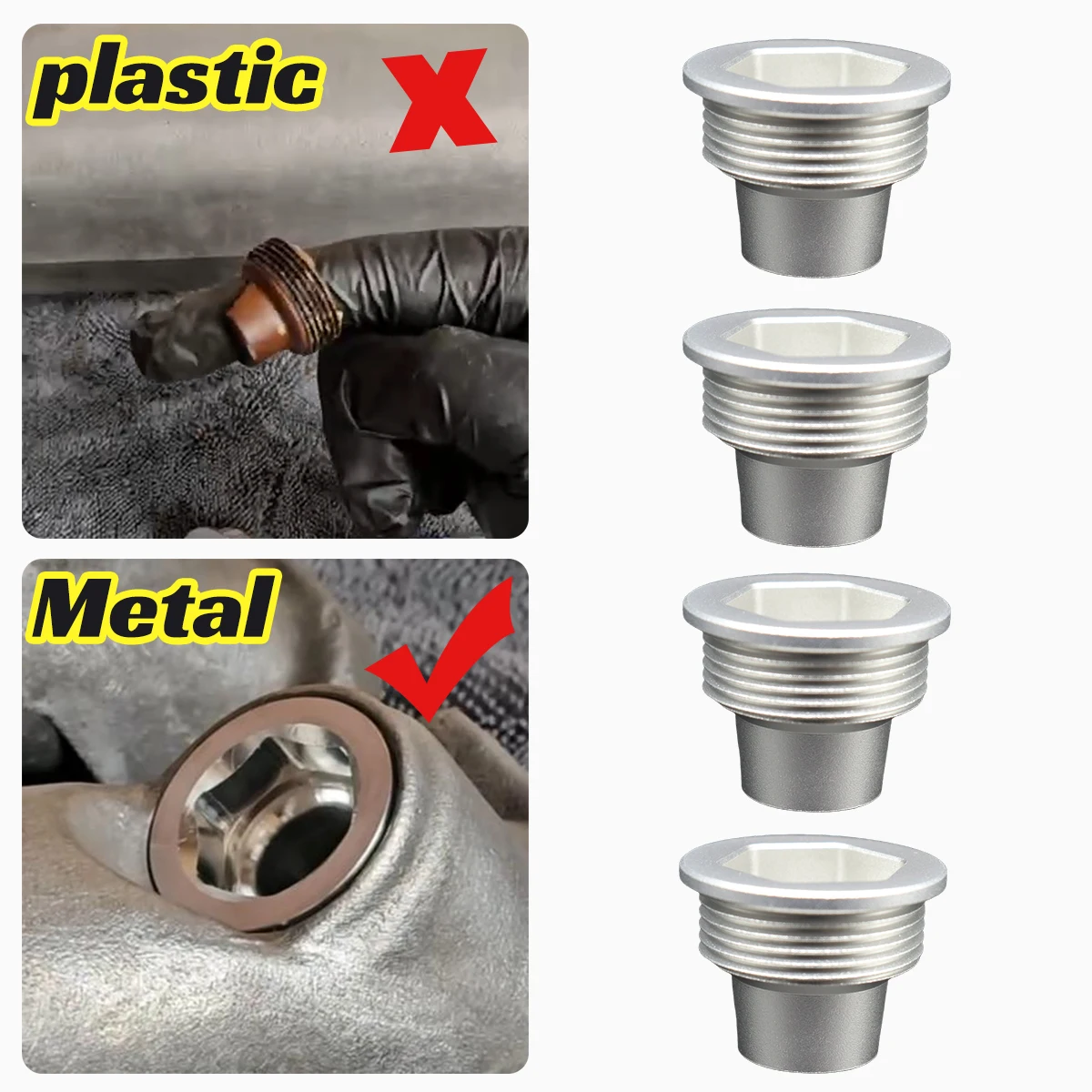 4pcs Upgrade Aluminum Fuel Injector Insert Cup Seat for Audi A4 S4 Avant Quattro 8E 2001-2008 1.8T Parts Control Engine Repair