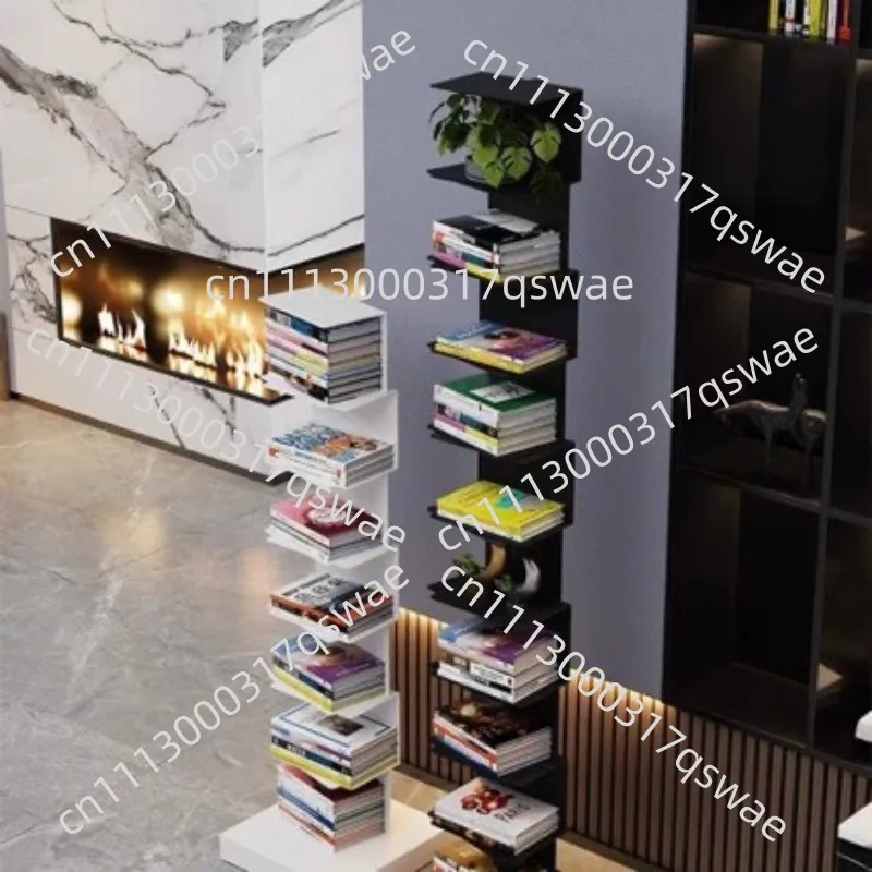 Invisible bookshelf Floor shelf Simple vertical wrought iron home living room corner narrow bookcase