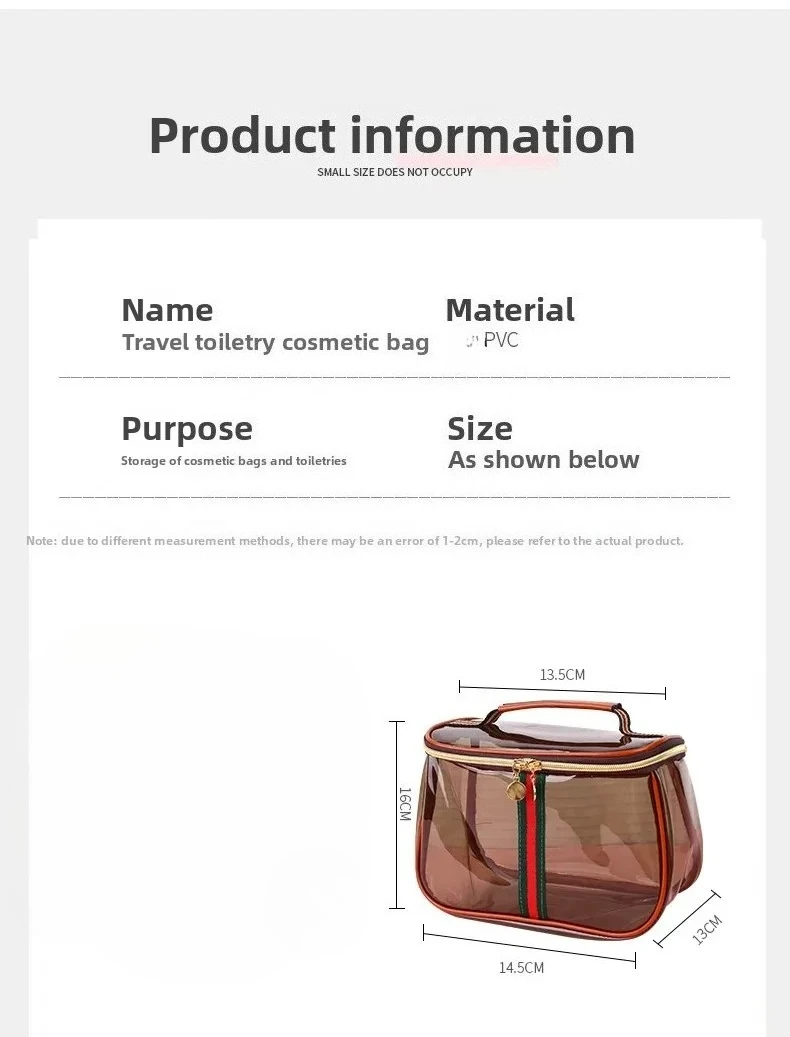 Transparente Große Wasserdichte PVC-Kosmetiktasche Tragbare Toilettentasche Luxuriöse Handliche Kosmetiktasche – Detail 7