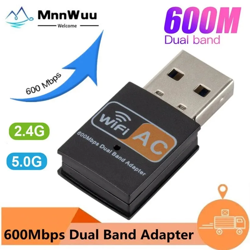 

MnnWuu Wireless USB WiFi Adapter 600Mbps wi fi Dongle PC Network Card Dual Band wifi 5 Ghz Adapter Lan USB Ethernet Receiver