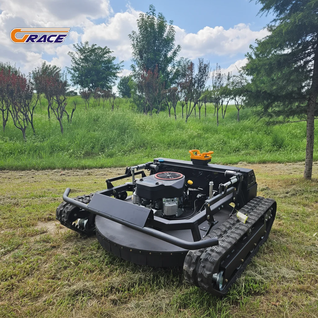 

RC Crawler Lawn Mower Cordless Rechargeable Automatic Mowing Equipment for Large Area Garden