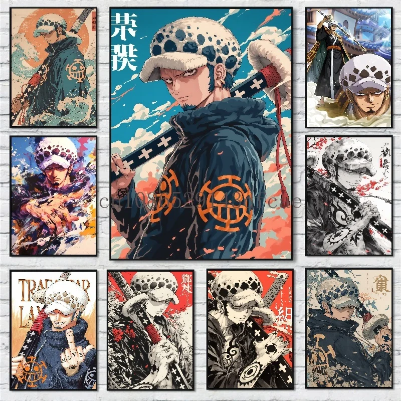 

Classic One Piece Canvas Painting Anime Figures Water Law Poster Print Watercolor Wall Art Picture Modern Home Decor Kids Gifts